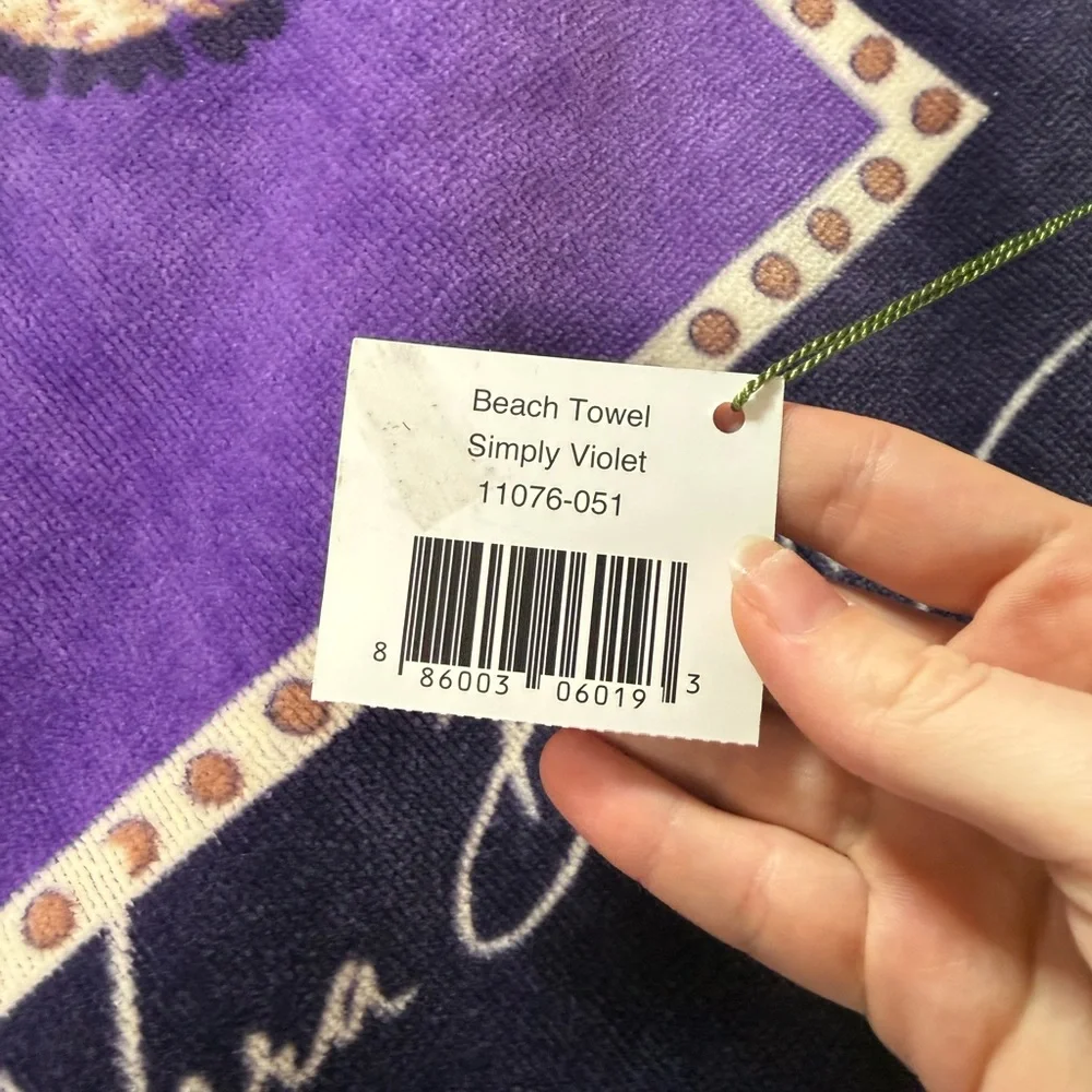 NWT Vera Bradley Simply Violet Beach Towel Purple retired pattern LAST ONE